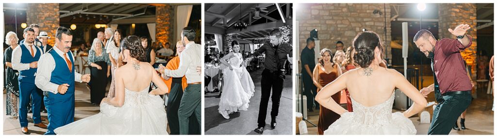 couple dancing with their guests during the honeymoon dance at wolf lakes park